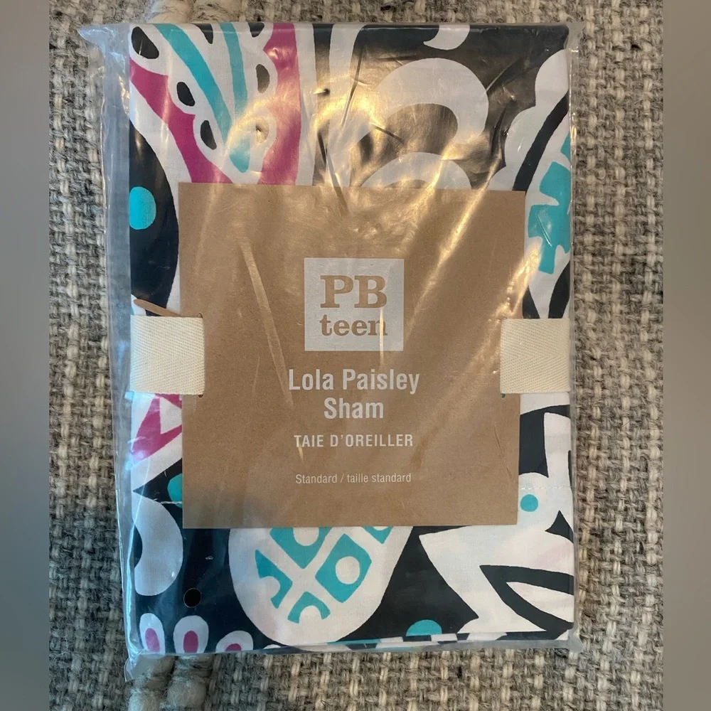 NWT Pottery Barn Teen Lola Paisley Pillow Sham - Pink and Blue Qty 1